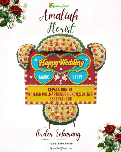 Karangan Papan Bunga Pernikahan di Cigondewah Kaler
